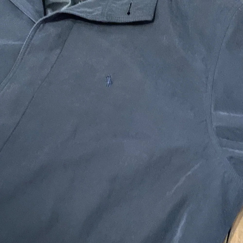 Vintage Polo Ralph Lauren Mens Navy Blue Belted Trench Coat Long Overcoat Jacket